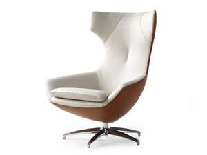 LX662 - Wing swivel leather armchair _ LEOLUX LX